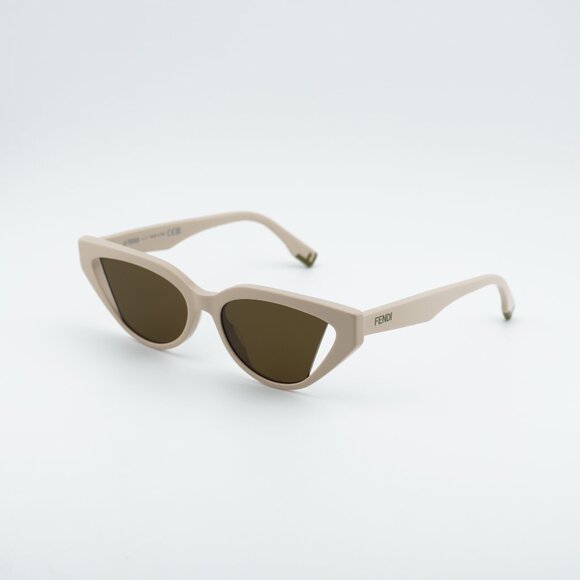 Fendi FE40009I 57J Sunglasses Shiny Brown Cat Eye Frame, Brown Lenses main image 7